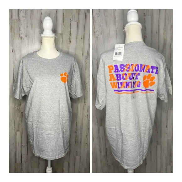 NWT Clemson Tigers "Passionate About Winning" Gray Unisex T-Shirt Size‎ Large - Picture 1 of 5